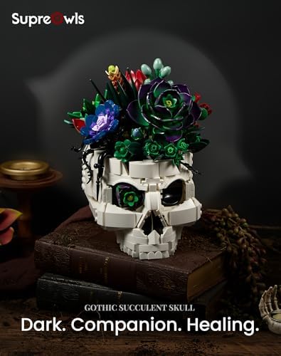 Succulent Skull Planter Flower Building Set Gothic Botanical Gift