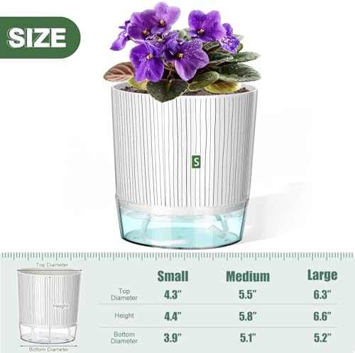 Self Watering Pots for Indoor Plants, 4 Inch Self Watering Flower Pots