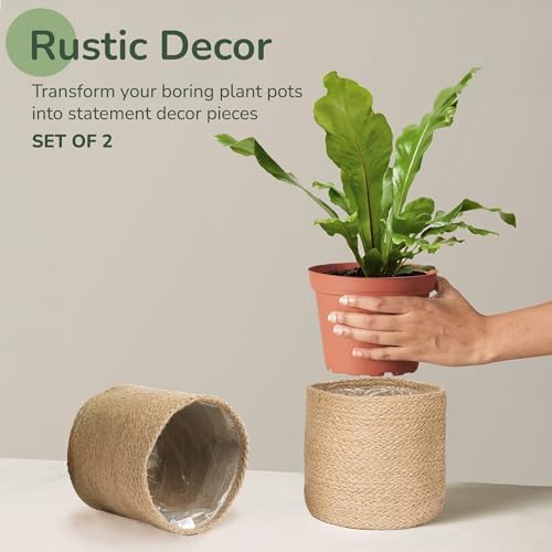 Small Jute Plant Basket, Set of 2, 6.5 Inches, Brown