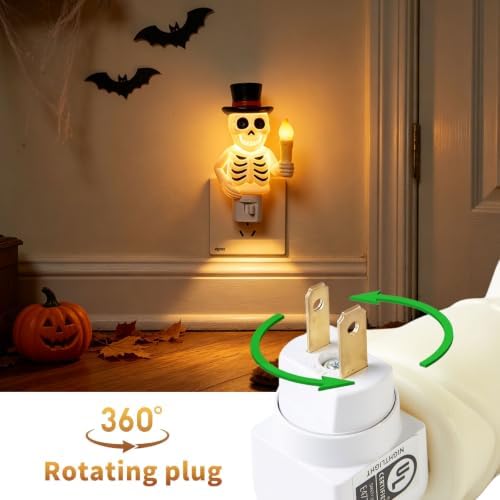 Skull Night Light, 2026 New Skeleton Night Light, Halloween Horrible Light Decoration for Halloween Party and Home Decor (White)