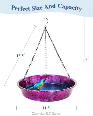 Hanging Bird Bath Feeder Outdoor Metal Birdbath Bowl Garden Decor Yard Art