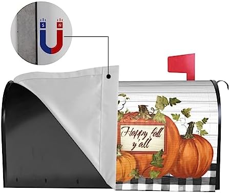 Autumn Pumpkin Thanksgiving Mailbox Covers Magnetic Letter Post Box Cover Wrap Garden Yard Home Decor Outdoor Yard Farmhouse Home Mailbox Cover Magnetic Standard 21" L x 18" W