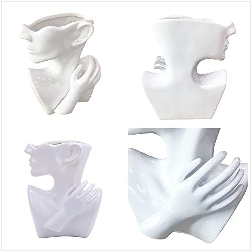 Abstract Face Planters Pots Head Flower Vase (White) | Greek Bust Vase, Women Face Vase for Home Decor, Female Bust
