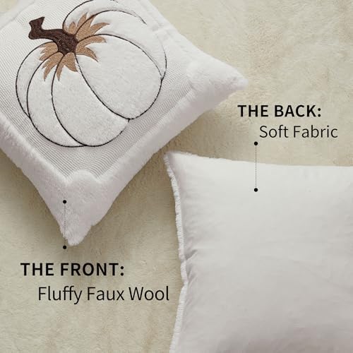 Allorry Fall Pillow Covers 20x20 Cream White Pumpkin Leaves Home Decor21D20