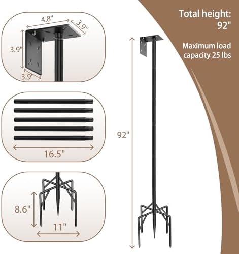 92" Bird Feeder Stand Heavy Duty 1" Outdoor Birdhouse Pole Mount