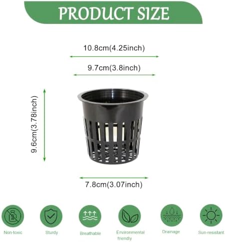 30 Pack 4 Inch Net Pots, Lightweight Slotted Mesh Net Cups for Hydroponics, Economy Hydroponic Pots for Indoor Outdoor Growing