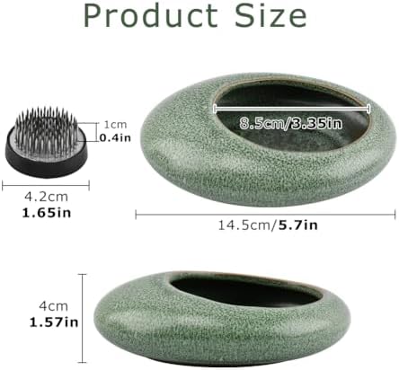 Ikebana Flower Frog Kit – Ceramic Bowl w/ 1.65" Kenzan for Japanese Arrangement