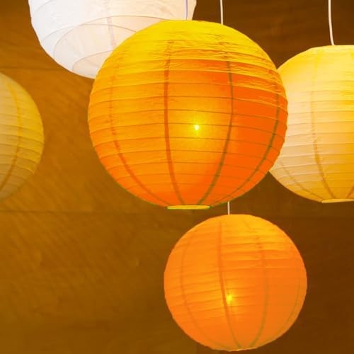 Round Paper Lanterns Decorative Hanging Paper Lanterns Chinese Lanterns Japanese Lanterns Hanging for Birthday Wedding Halloween Baby Bridal Shower Fall Home Decor(Orange)
