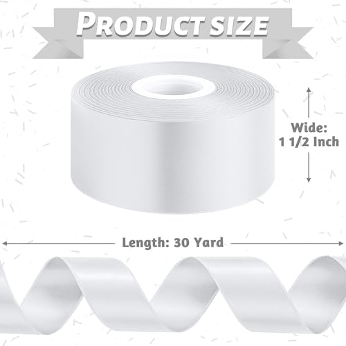 1 1/2 in 30 Yards Silver Ribbon for Gift Wrapping Christmas Tree Decoration