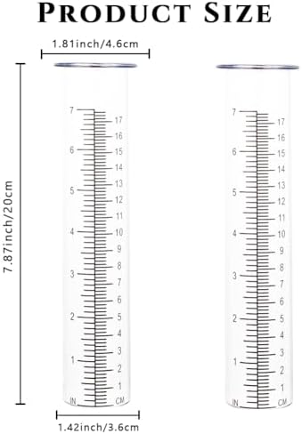 7'' Capacity Rain Gauge Replacement Tube Glass, 2 Pcs