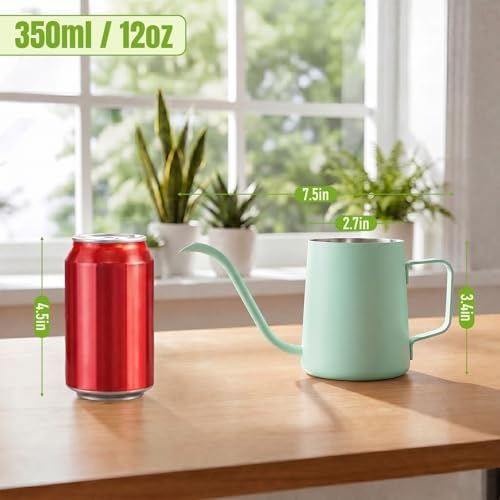 Doseno Green Small Watering Can for Seedlings & Indoor Plants, 12 oz