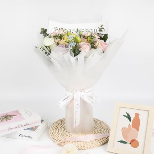 NESCCI 20 Sheet Flower Wrapping Paper (Misty Transparent White)