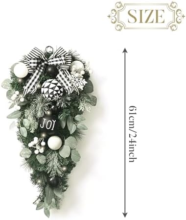 Valery Madelyn 24'' Christmas Teardrop Swag Outdoor Decoration Black White