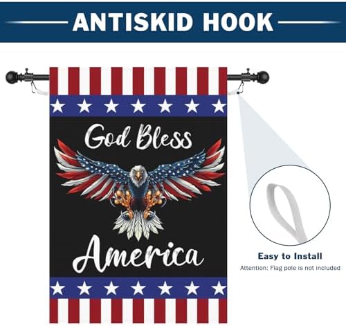 God Bless America Patriotic Garden Flag 28 x 40 Inch 4th of July Eagle Large Garden Flags America Flag Double Sided Independence Day Memorial Day Yard Flags for Holiday Outside Decor