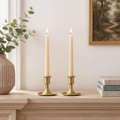 Candlestick Holders Taper Candle Holders, Romadedi Gold Candle Stick Candle Holder for Table Centerpiece, Wedding Reception, Festive Christmas Mantel Decoration or Home Decor, Set of 6