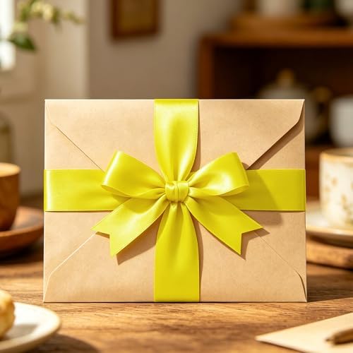 1In 30Yards Lemon Yellow Satin Ribbon for Gift Wrapping Birthday Decoration