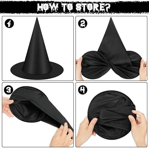 48 PCS Halloween Witches Hat, Black Hanging Halloween Decorations Bulk