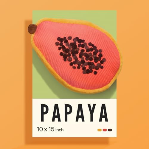 Phantoscope Fruit Shaped Pillows Papaya Shaped Throw Pillow, Cute Home Decor of Fruit Themed Shaped Cushions, Summer Decorative Shaped Pillow for Couch, Kitchen, Bed and Chair, Pink, 10 x 15 inches