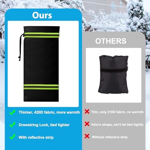 Outdoor Faucet Covers for Winter Freeze Protection, 35" x 15" Outside Spigot Cover, Reusable Waterproof Hose Bib Covers, Reflective Pipe Insulation Wrap with Thicker 420D Oxford Fabric