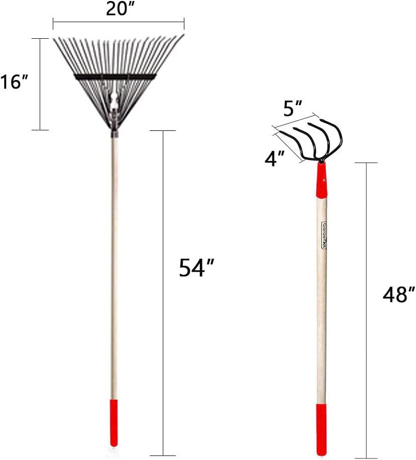 GardenAll 7-Piece Long Handle Garden Tools Set, Include Shovel Rake Hoe,Gardening Tools for Women,Lightweight Ergonomic