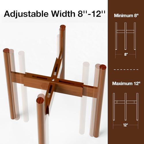 MUDEELA Plant Stand for Indoor, Bamboo Material, Dark Brown, 14.5 Inch Tall