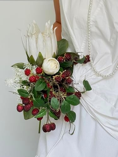 7Pcs Artificial Raspberry Plant Stems 15.7''