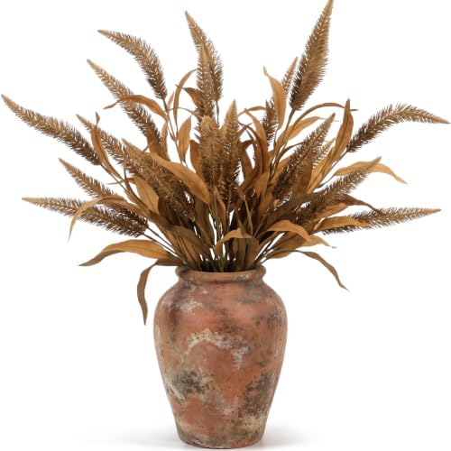 6 Pcs Fall Artificial Dog Tail Grass Fake Stems, Dark Coffee Color