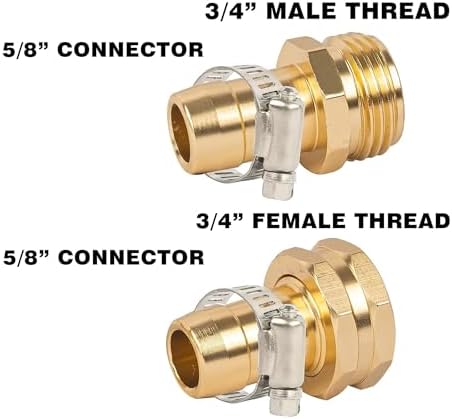 Hourleey Garden Hose Repair Connector with Clamps, Fit for 3/4" or 5/8" Garden Hose Fitting, Male and Female Hose Adapter Water Hose Repair Kit, 7 Set