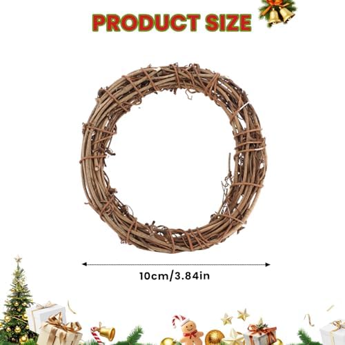 6 Pcs 4 Inch Natural Grapevine Wreaths, Hand-Woven Vine Branch Wreath, Rattan Wreath for DIY Crafts, Christmas Decorations, Home & Event Styling Party Wedding Decor