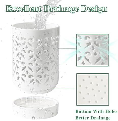 Orchid Pots with Holes 4 Inch, Ceramic Orchid Pot for Repotting with Saucers,More Ventilation Hole Easy Breathing, Plant Pot for Repotting Orchids and Other Flowers - Indoor/Outdoor