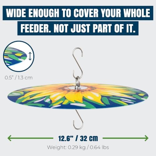 MEKKAPRO Bird Feeder Baffle & Rain Guard, 32cm Weatherproof, Yellow