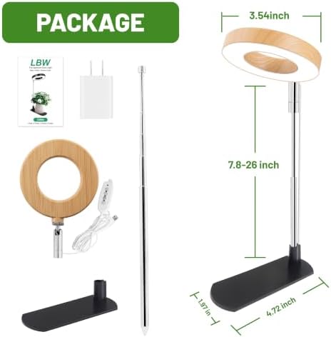 LBW Grow Lights for Indoor Plants, Full Spectrum Halo Grow Light with Base