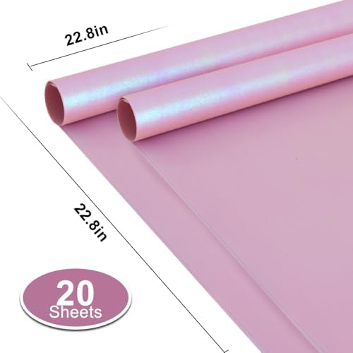 BEISHIDA 20 PCS Purple Floral Wrapping Paper-Iridescent Waterproof Flower Wrapping Paper Bouquet for Florist Supplies, DIY Crafts, Gift Packaging, Wedding, Birthday Gift