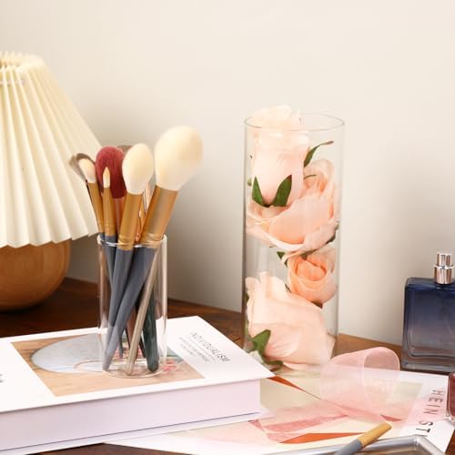 Fixwal 12pcs Clear Glass Cylinder Vases, 4, 6, 8, 10 Inch Tall