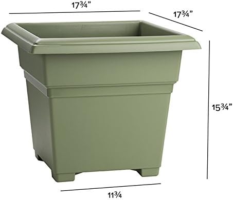 Root & Vessel Countryside Square Tub Planter, Sage, 18-Inch