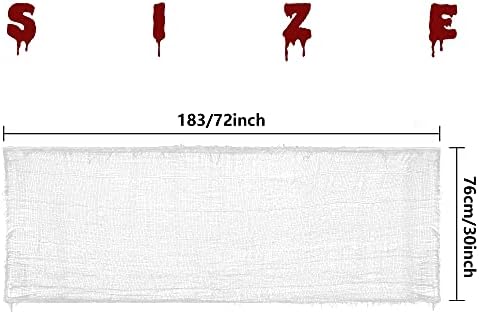 Alpurple 6 PCS Halloween White Creepy Cloth, 30 x 72 Inch Scary Spooky Fabric Cloth, Freaky Loose Weave Creepy Gauze for Halloween Haunted House Party Decoration