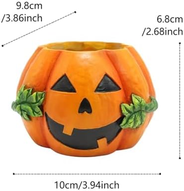 JOYO Halloween Planter Pot Decor - Skeleton Flower Planter Pot,Pumpkin Bucket Vase,Cute Skull Bucket Vase,Skull Candy Bowl Gothic Ornaments for Home Indoor Outdoor Garden (Pumpkin)