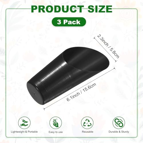 M METERXITY 3-Pack Bonsai Soil Scoops, Plastic Garden Soil Scoops Bucket Shovel Potting Scoopers for Transplanting/Flower Planting/Plant Succulent, Colorful Small Gardening Tools [Black]