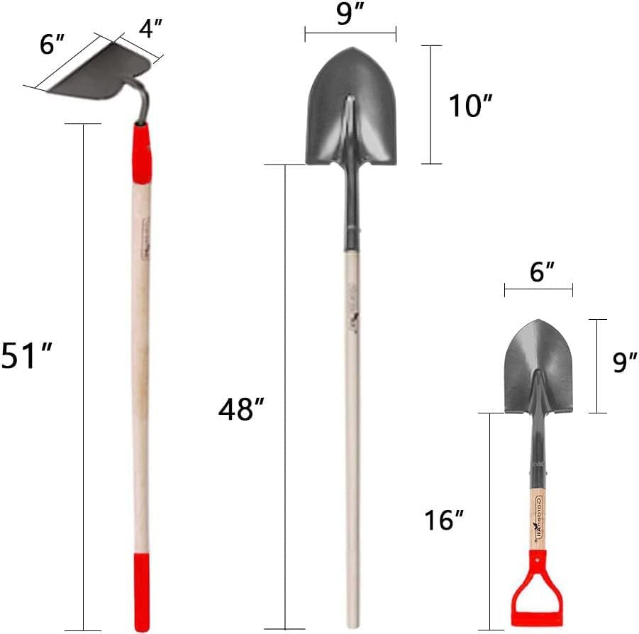 GardenAll 7-Piece Long Handle Garden Tools Set, Include Shovel Rake Hoe,Gardening Tools for Women,Lightweight Ergonomic