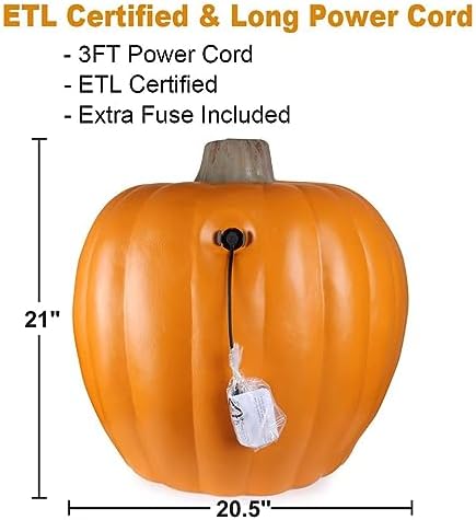 21" Jack O Lantern Halloween Pumpkin Lantern Large Light Up Pumpkin Decorations Lighted Pumpkin with LED Bulb Indoor/Outdoor Pumpkin Decoration