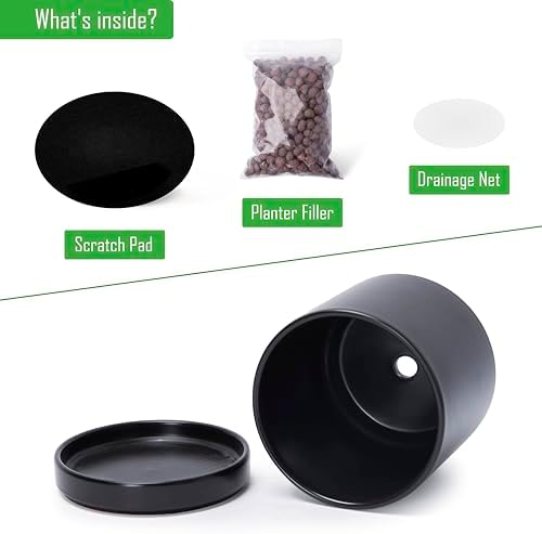 D'vine Dev 8.2 Inch Ceramic Planter Pot, Black, 94-O-D-2