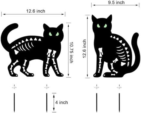 Outdoor Halloween Decorations,Metal Black Cat Silhouette Yard Garden Stakes