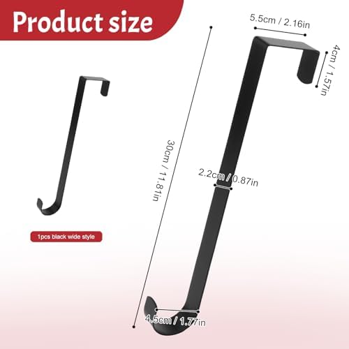 12" Slim Wreath Hanger for Front Door Black Door Wreath Hangers