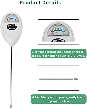 Censinda Soil Moisture Meter, Soil Moisture Monitor for House Plants, Soil Hygrometer Moisture Sensor for Indoor & Outdoor, Garden, Farm, Lawn Plant Care, No Battery Needed(White)