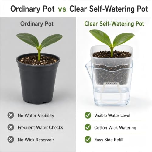 12 Pack 2.5 Inch Clear Self Watering Pots for Indoor Plants