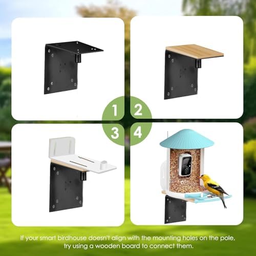 Bird House Pole, Bird Feeder Pole Mount Kit with 5 Prongs for Outdoors Bird House & Smart Bird Feeder(Without Bird House) (1, 92 Inch)