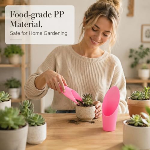 Bonsai Soil Scoops, Plastic Garden Soil Scoops, Garden Potted Plant Maintenance Succulent Planting Tools, Classic Durable, Ergonomic Grip -(1pc Pink)