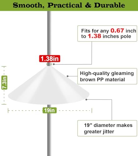 19 Inch Wide Squirrel Baffle for Bird Feeder Pole, Outside Pole Mount Stopper & Bird House Guard for Outdoor Shepherd’s Hook, Semi-Transparent, 1 Pack