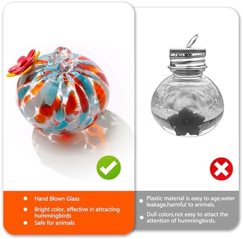 2 Pcs Blown Glass Hummingbird Feeder for Outdoors Hanging