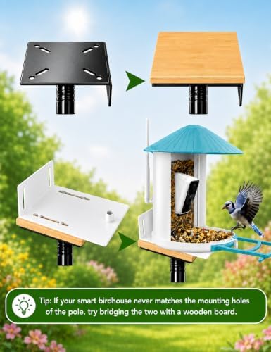 Bird Feeder Pole, 76Inch Heavy Duty Stand with 1-Inch Diameter, Outdoor Bird House Pole Mount for Hanging Feeders (Black, with Squirrel Baffle) (76in-Pole)